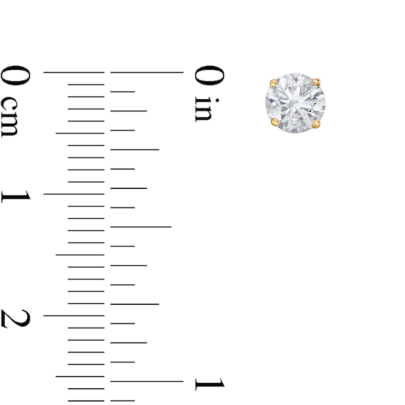 Main Image 2 of 7/8 CT. T.W. Diamond Solitaire Stud Earrings in 14K Gold (J/I1)