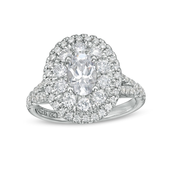 Zales Private Collection 2 CT. T.w. Certified Oval Diamond Split Shank Engagement Ring in 14K White Gold (F/I1)