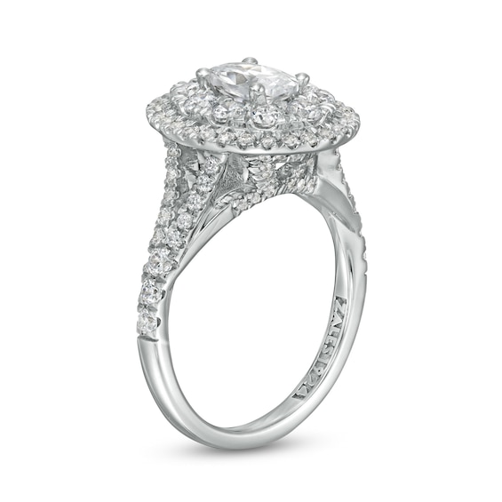 Zales Private Collection 2 CT. T.w. Certified Oval Diamond Split Shank Engagement Ring in 14K White Gold (F/I1)