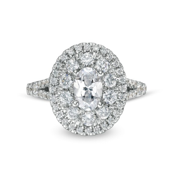 Zales Private Collection 2 CT. T.w. Certified Oval Diamond Split Shank Engagement Ring in 14K White Gold (F/I1)