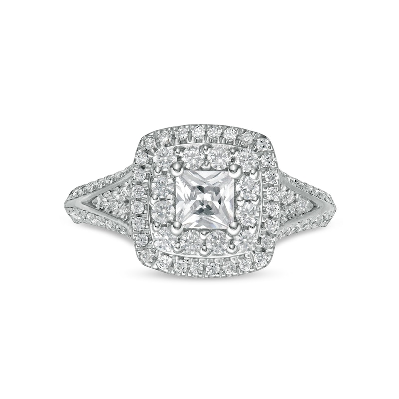 Main Image 4 of Love's Destiny by Zales 1-1/4 CT. T.W. Certified Princess-Cut Diamond Engagement Ring in 14K White Gold (I/I1)