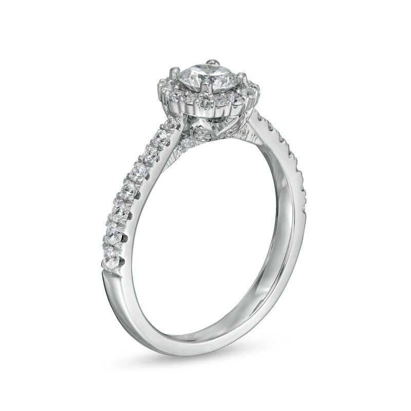 Main Image 3 of Love's Destiny by Zales 1 CT. T.W. Certified Diamond Frame Engagement Ring in 14K White Gold (I/I1)