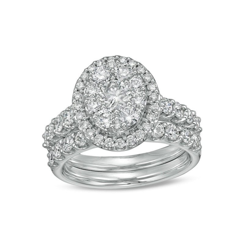 Main Image 1 of 2 CT. T.W. Composite Oval Diamond Frame Bridal Set in 14K White Gold