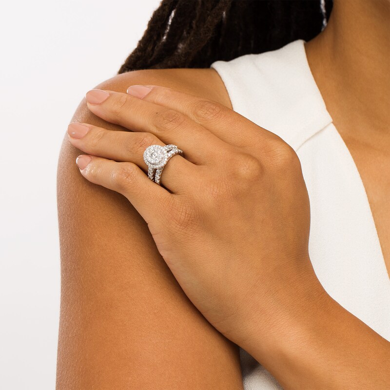 Main Image 2 of 2 CT. T.W. Composite Oval Diamond Frame Bridal Set in 14K White Gold