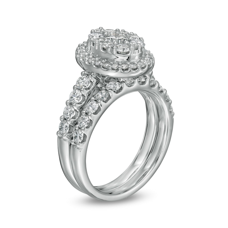 Main Image 3 of 2 CT. T.W. Composite Oval Diamond Frame Bridal Set in 14K White Gold
