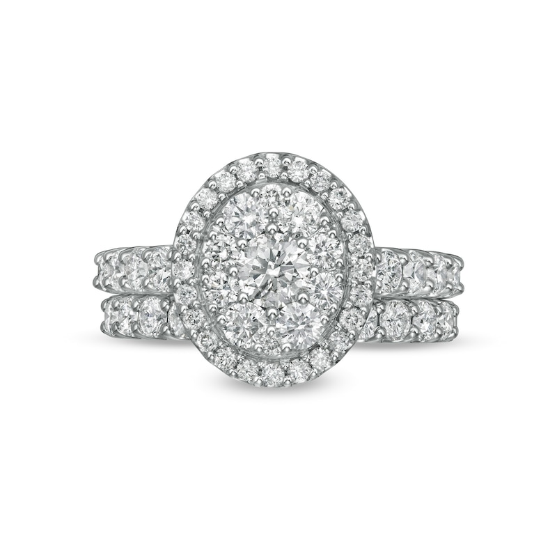 Main Image 4 of 2 CT. T.W. Composite Oval Diamond Frame Bridal Set in 14K White Gold