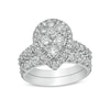 Thumbnail Image 1 of 2 CT. T.W. Pear-Shaped Multi-Diamond Frame Bridal Set in 14K White Gold