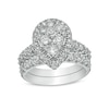 Thumbnail Image 0 of 2 CT. T.W. Pear-Shaped Multi-Diamond Frame Bridal Set in 14K White Gold