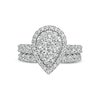 Thumbnail Image 4 of 2 CT. T.W. Pear-Shaped Multi-Diamond Frame Bridal Set in 14K White Gold