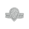 Thumbnail Image 3 of 2 CT. T.W. Pear-Shaped Multi-Diamond Frame Bridal Set in 14K White Gold