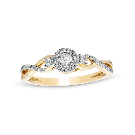 Cherished Promise Collectionâ¢ 1/5 CT. T.w. Diamond Frame Twist Shank Promise Ring in 10K Gold