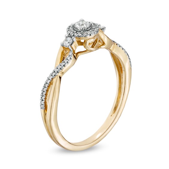 Cherished Promise Collectionâ¢ 1/5 CT. T.w. Diamond Frame Twist Shank Promise Ring in 10K Gold