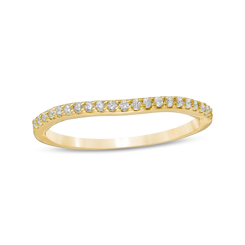 Main Image 1 of 1/8 CT. T.W. Diamond Contour Wedding Band in 14K Gold