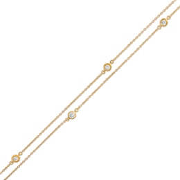Remixed Reimagined 1/4 CT. T.W. Diamond Station Double Strand Bracelet in 10K Gold - 7.25&quot;