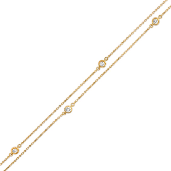 Remixed Reimagined 1/4 CT. T.w. Diamond Station Double Strand Bracelet in 10K Gold - 7.25"
