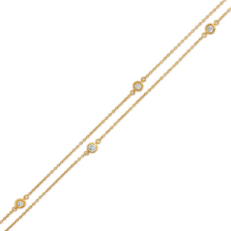 Remixed Reimagined 1/4 CT. T.W. Diamond Station Double Strand Bracelet in 10K Gold - 7.25"