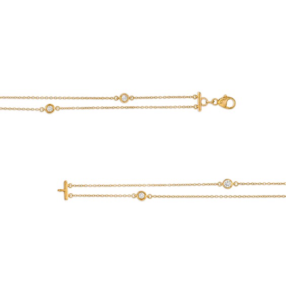 Remixed Reimagined 1/4 CT. T.w. Diamond Station Double Strand Bracelet in 10K Gold - 7.25"