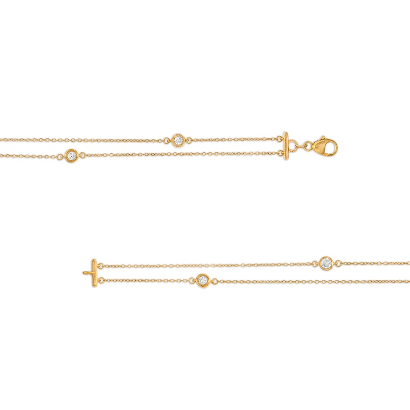 Main Image 2 of Remixed Reimagined 1/4 CT. T.W. Diamond Station Double Strand Bracelet in 10K Gold - 7.25"
