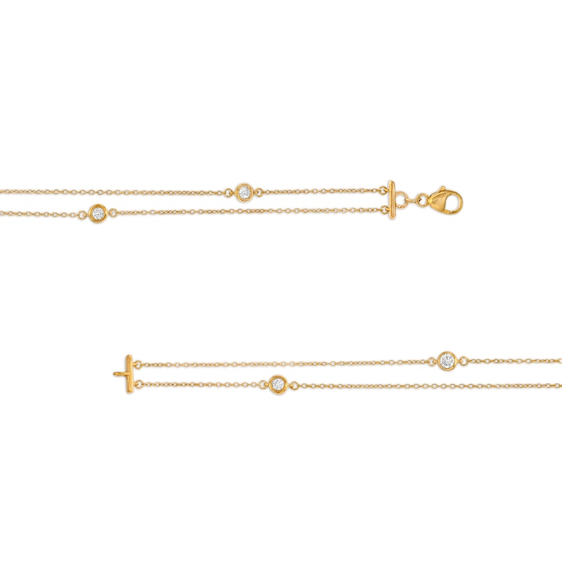 Remixed Reimagined 1/4 CT. T.W. Diamond Station Double Strand Bracelet in 10K Gold - 7.25"