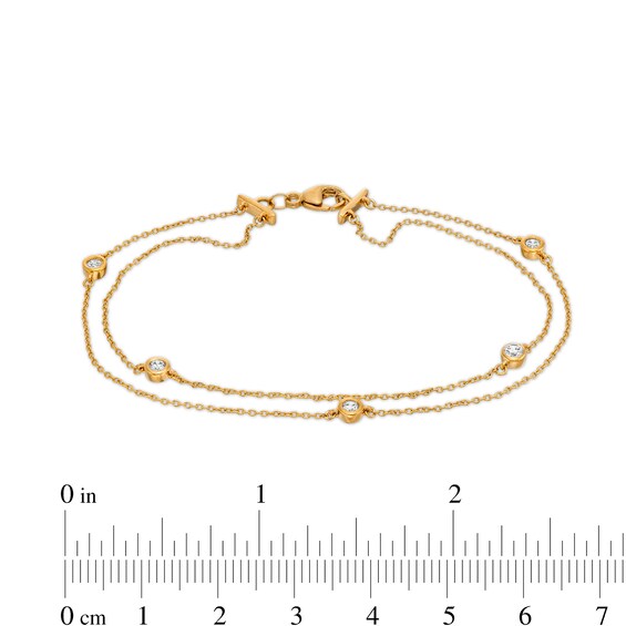 Remixed Reimagined 1/4 CT. T.w. Diamond Station Double Strand Bracelet in 10K Gold - 7.25"