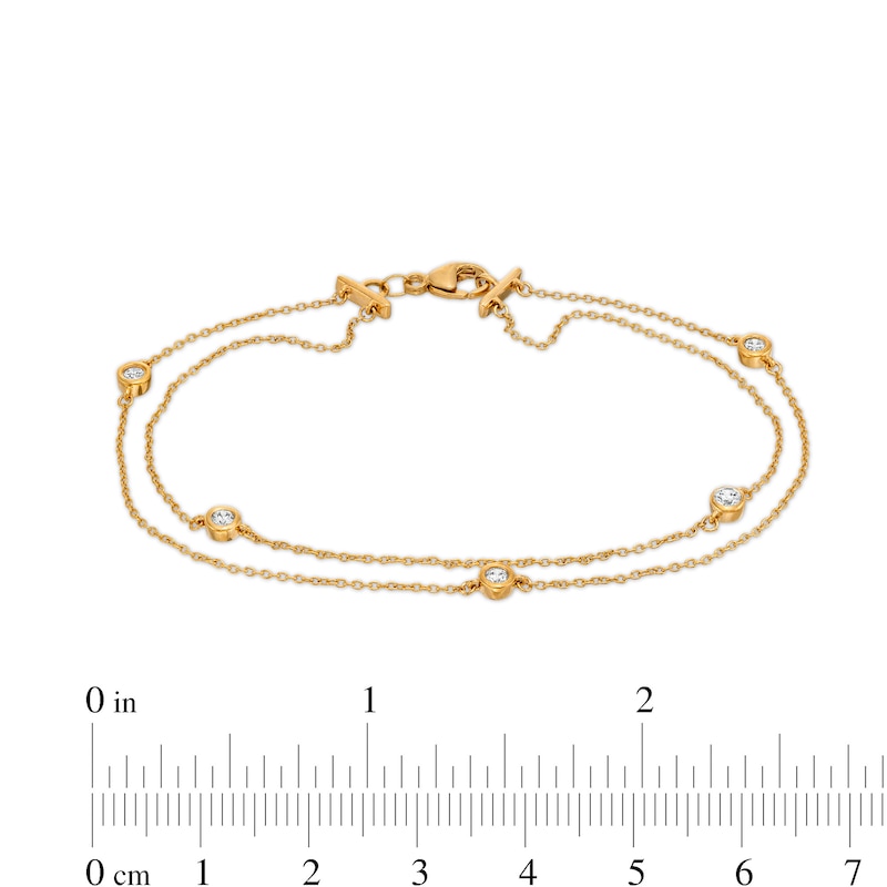 Remixed Reimagined 1/4 CT. T.W. Diamond Station Double Strand Bracelet in 10K Gold - 7.25"