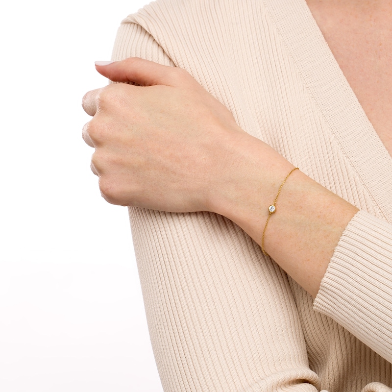 Main Image 2 of Remixed Reimagined 1/6 CT. Diamond Solitaire Bracelet in 10K Gold - 7.25"