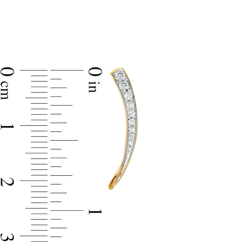 Main Image 3 of Remixed Reimagined 1/4 CT. T.W. Diamond Curved Spike Crawler Earrings in 10K Gold