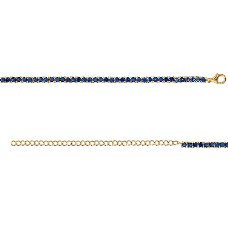 Main Image 3 of 3.0mm Blue Lab-Created Sapphire Tennis Choker Necklace in Sterling Silver with 10K Gold Plate