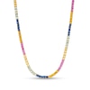 Thumbnail Image 0 of 3.0mm Multi-Color Lab-Created Sapphire Rainbow Tennis Choker Necklace in Sterling Silver with 10K Gold Plate