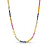 Thumbnail Image 0 of 3.0mm Multi-Color Lab-Created Sapphire Rainbow Tennis Choker Necklace in Sterling Silver with 10K Gold Plate