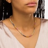 Thumbnail Image 2 of 3.0mm Multi-Color Lab-Created Sapphire Rainbow Tennis Choker Necklace in Sterling Silver with 10K Gold Plate
