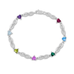 Mother's Heart-Shaped Gemstone Infinity Family Bracelet (7-9 Stones and 8 Lines)