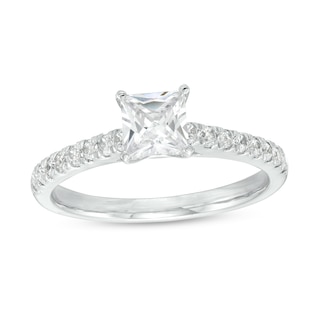 1 CT. T.W. Princess-Cut Diamond Engagement Ring in 14K White Gold (I/I2)