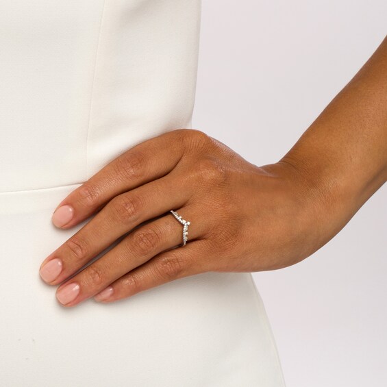 1/5 CT. T.w. Baguette and Round Diamond Alternating Contour Anniversary Band in 14K White Gold