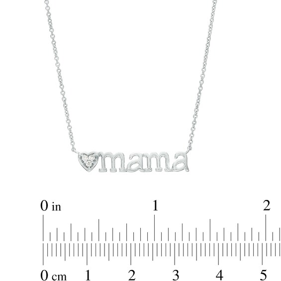 Multi-Diamond Accent Heart "mama" Necklace in Sterling Silver â 17"
