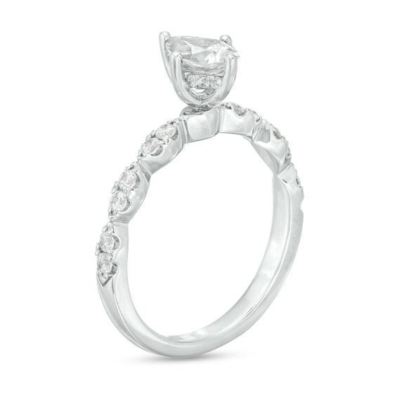1 CT. T.w. Pear-Shaped Diamond Scallop Shank Engagement Ring in 14K White Gold