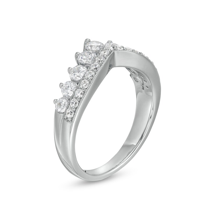 Main Image 3 of 1 CT. T.W. Diamond Nine Stone Vintage-Style Contour Band in 14K White Gold