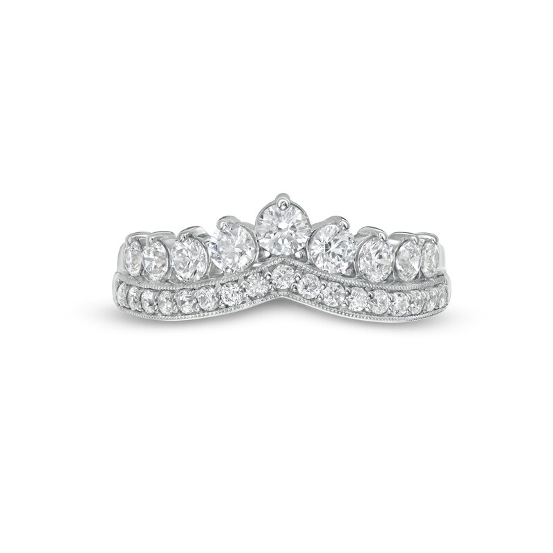 Main Image 4 of 1 CT. T.W. Diamond Nine Stone Vintage-Style Contour Band in 14K White Gold
