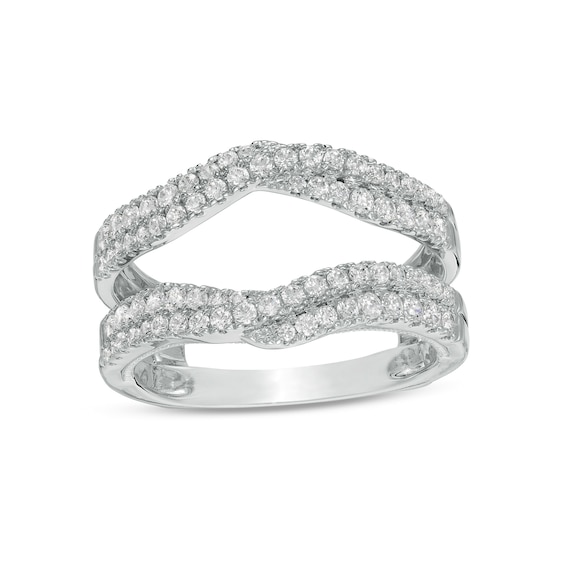 3/4 CT. T.w. Diamond Double Row Crossover Enhancer in 14K White Gold