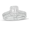 Thumbnail Image 1 of 1 CT. T.W. Emerald-Cut Diamond Frame Bridal Set in 10K White Gold