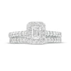 Thumbnail Image 3 of 1 CT. T.W. Emerald-Cut Diamond Frame Bridal Set in 10K White Gold