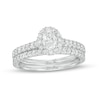 Thumbnail Image 1 of 1 CT. T.W. Oval Diamond Frame Bridal Set in 10K White Gold