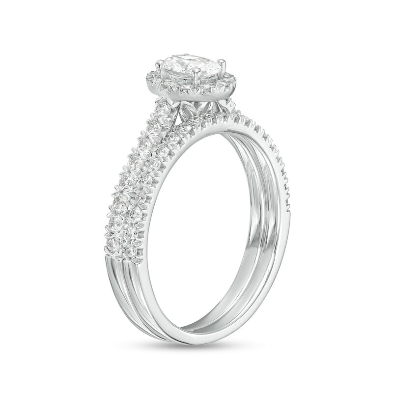 Main Image 2 of 1 CT. T.W. Oval Diamond Frame Bridal Set in 10K White Gold
