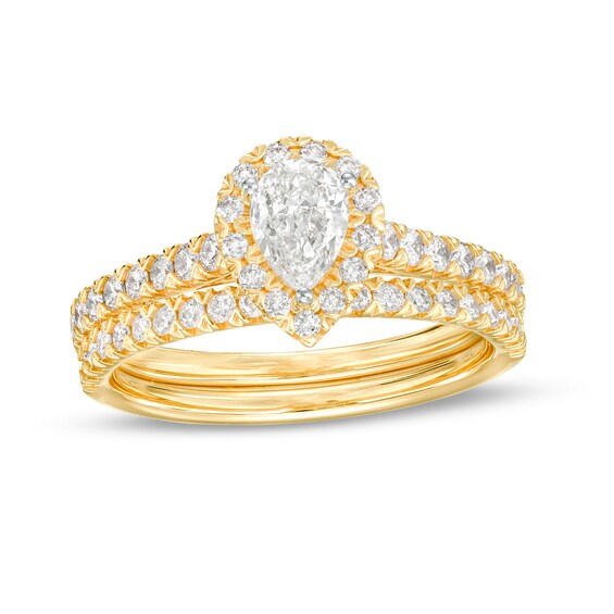 1 CT. T.w. Pear-Shaped Diamond Frame Bridal Set in 10K Gold