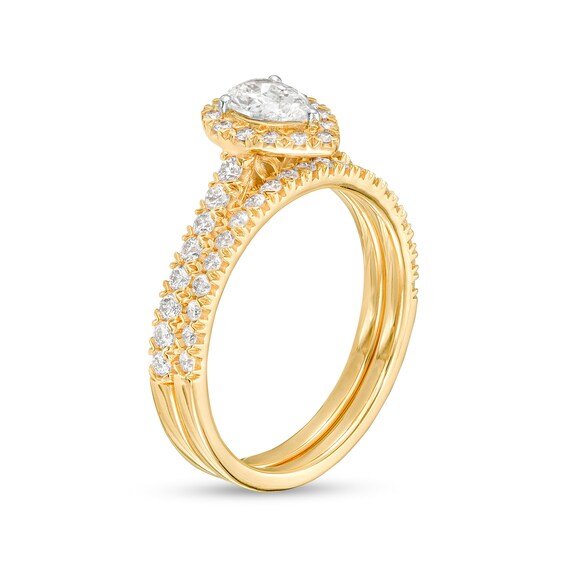 1 CT. T.w. Pear-Shaped Diamond Frame Bridal Set in 10K Gold