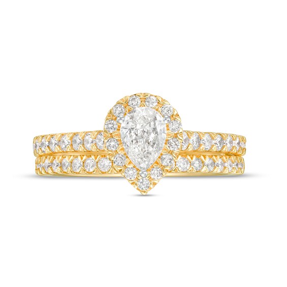 1 CT. T.w. Pear-Shaped Diamond Frame Bridal Set in 10K Gold