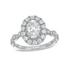 Thumbnail Image 1 of 1-1/2 CT. T.W. Certified Oval Diamond Frame Vintage-Style Engagement Ring in 14K White Gold (I/I1)