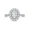 Thumbnail Image 4 of 1-1/2 CT. T.W. Certified Oval Diamond Frame Vintage-Style Engagement Ring in 14K White Gold (I/I1)