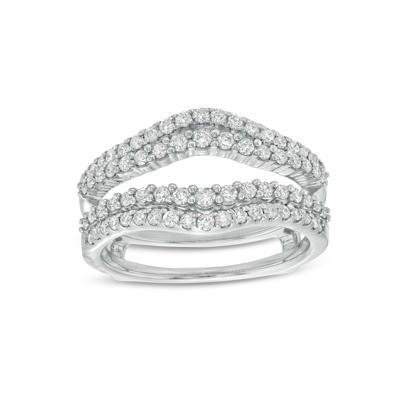 Main Image 1 of 5/8 CT. T.W. Diamond Contour Double Row Solitaire Enhancer in 14K White Gold