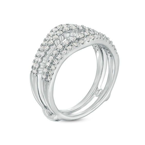 5/8 CT. T.w. Diamond Contour Double Row Solitaire Enhancer in 14K White Gold